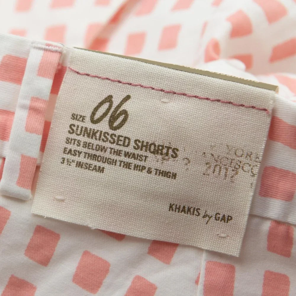 Gap Shorts Sunkissed 100% Cotton Gradiant Grid Print Pink White Size 6 New - Picture 5 of 8
